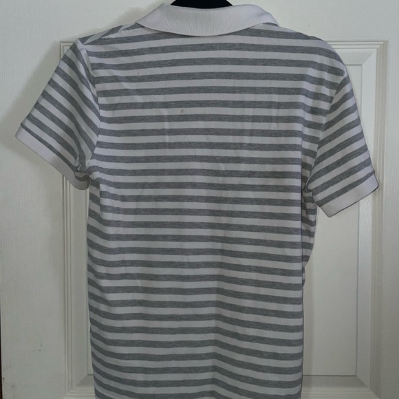 Lacoste White and Gray Striped Polo Shirt - Picture 3 of 5